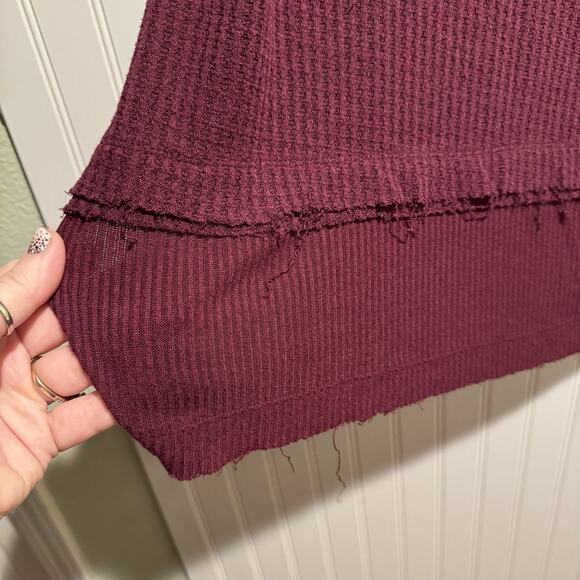 Free People North Shore Thermal Top Purple Fig Sorbet Oversized Cozy Size Small - Picture 3 of 8